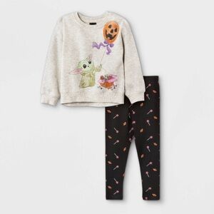 STARS WARS GIRLS YODA HALLOWEEN 2 PC SET - GRAY MULTI SIZES (BRAND NEW)